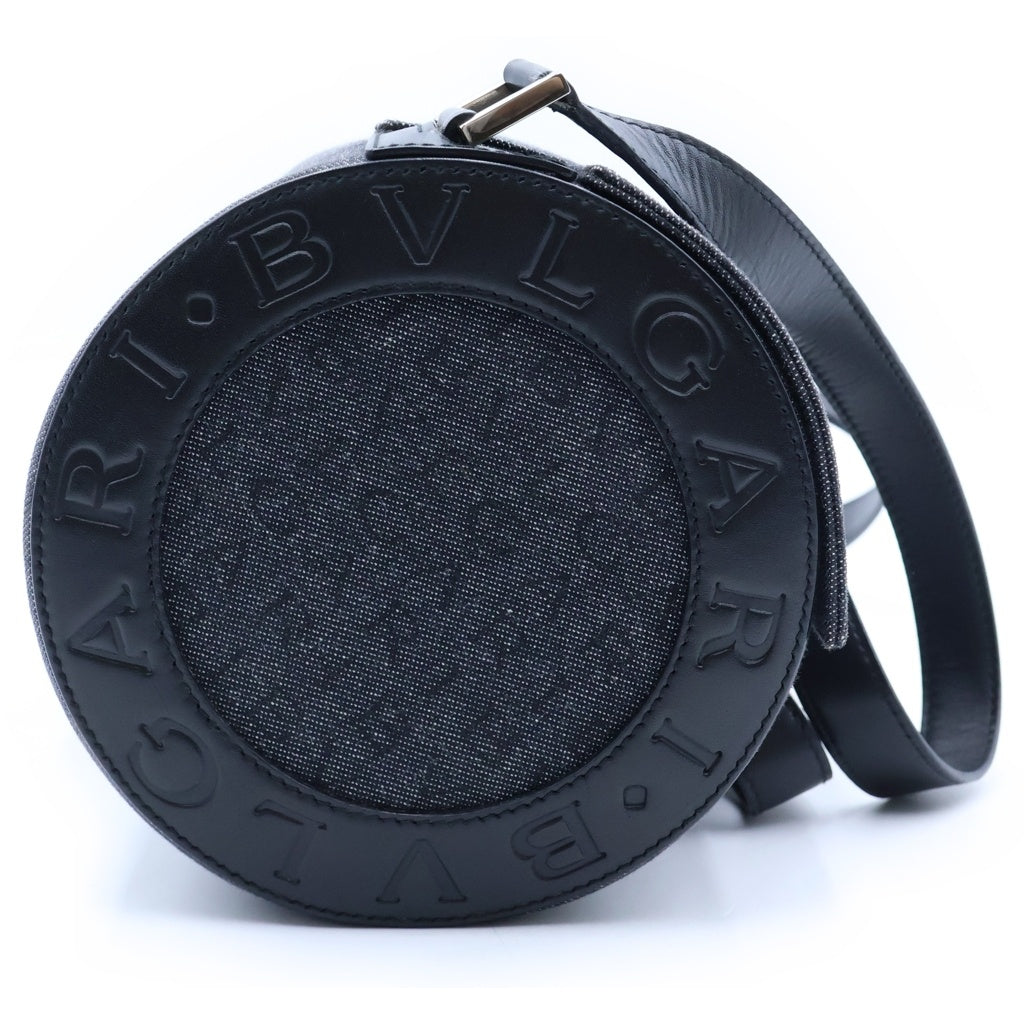 BVLGARI(ブルガリ) ビーゼロワン ショルダーバッグ ブラック×ネイビー レザー×デニム シルバー金具 レディース