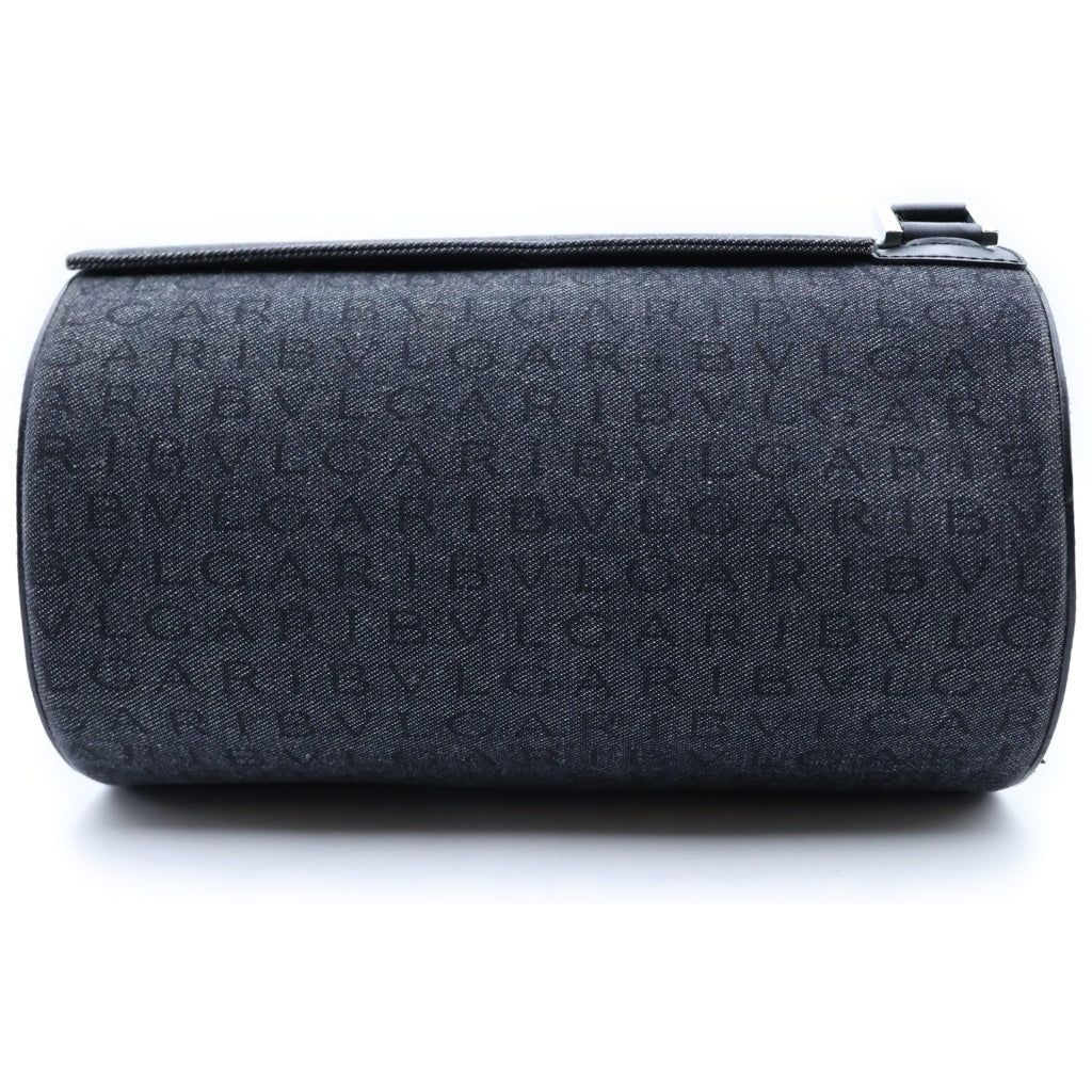 BVLGARI(ブルガリ) ビーゼロワン ショルダーバッグ ブラック×ネイビー レザー×デニム シルバー金具 レディース