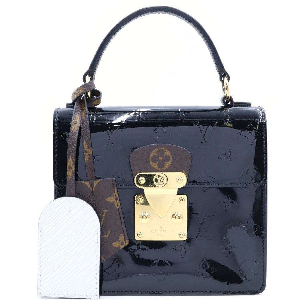 LOUIS VUITTON(ルイヴィトン) スプリングストリートPM ハンドバッグ ヴェルニ/エピ/モノグラム ブラック/ブラウン/ホワイト パテントレザー M90375 レディース