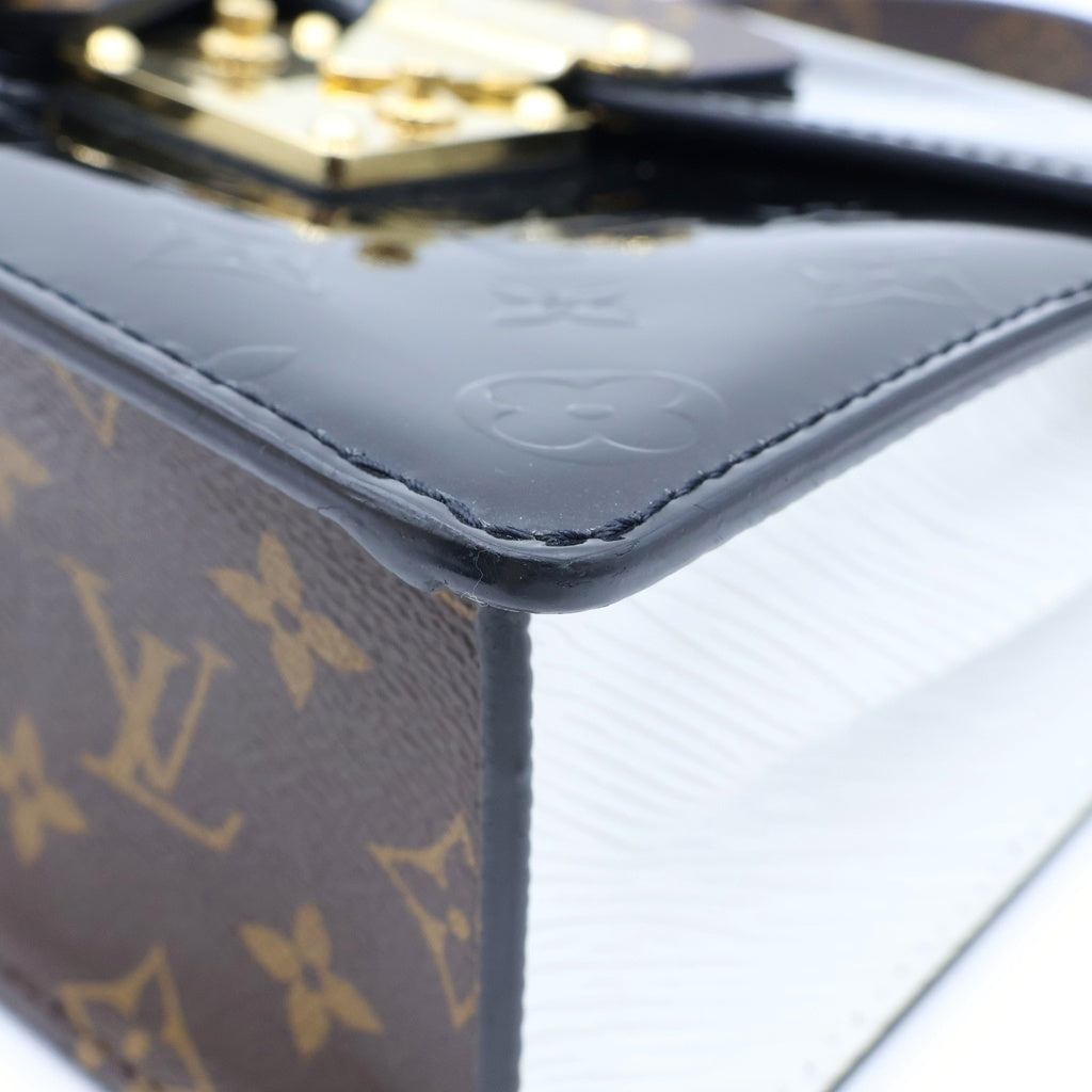 LOUIS VUITTON(ルイヴィトン) スプリングストリートPM ハンドバッグ ヴェルニ/エピ/モノグラム ブラック/ブラウン/ホワイト パテントレザー M90375 レディース