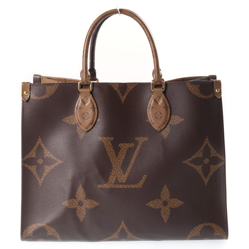 LOUIS VUITTON(ルイヴィトン) モノグラムジャイアント オンザゴーMM ハンドバッグ トートバッグ ブラウン レザー M45321 ゴールド金具 レディース