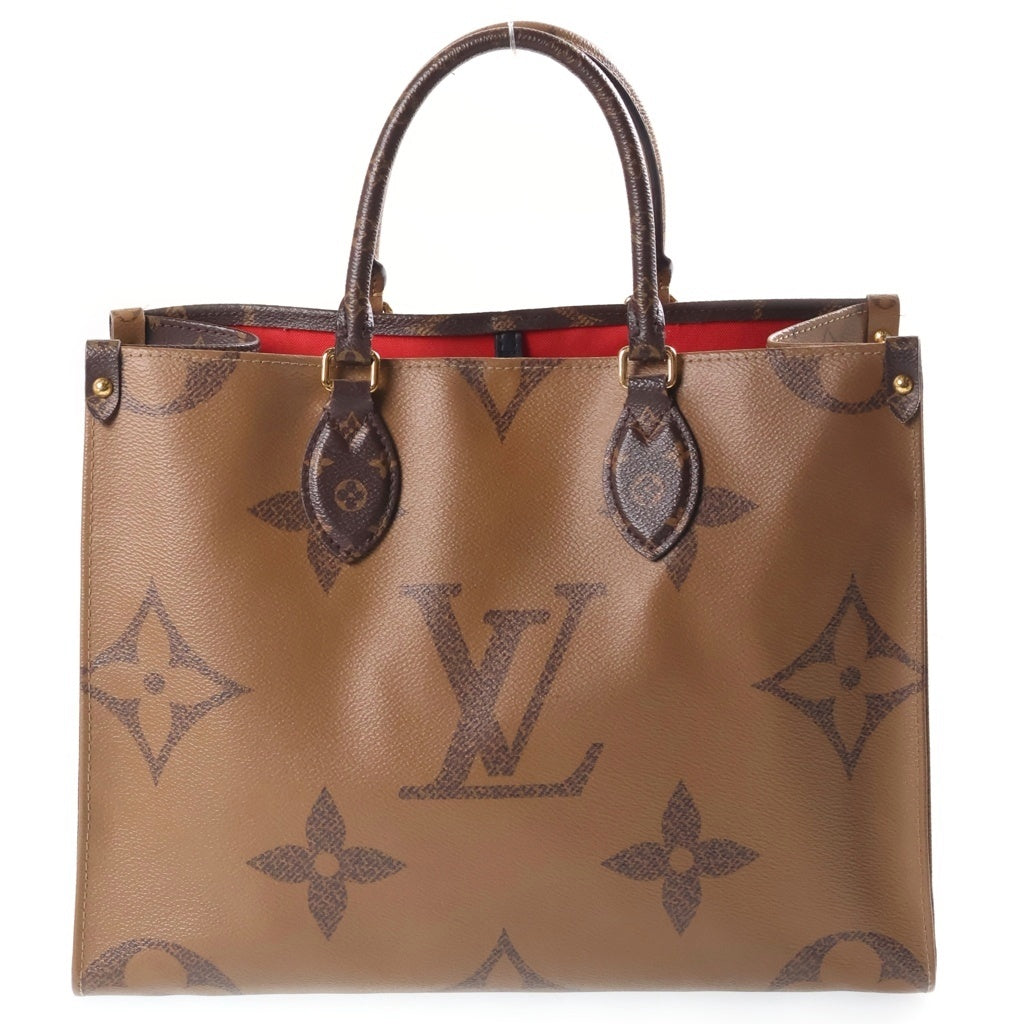 LOUIS VUITTON(ルイヴィトン) モノグラムジャイアント オンザゴーMM ハンドバッグ トートバッグ ブラウン レザー M45321 ゴールド金具 レディース