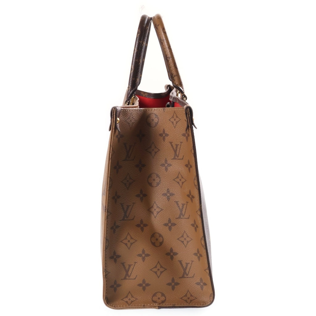 LOUIS VUITTON(ルイヴィトン) モノグラムジャイアント オンザゴーMM ハンドバッグ トートバッグ ブラウン レザー M45321 ゴールド金具 レディース
