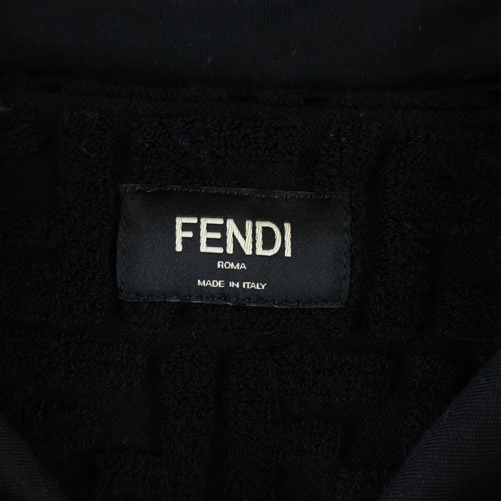 FENDI(フェンディ) ズッカ柄 パイル地 ジップアップパーカー フーディー ブラック コットン FY3939 ARYP