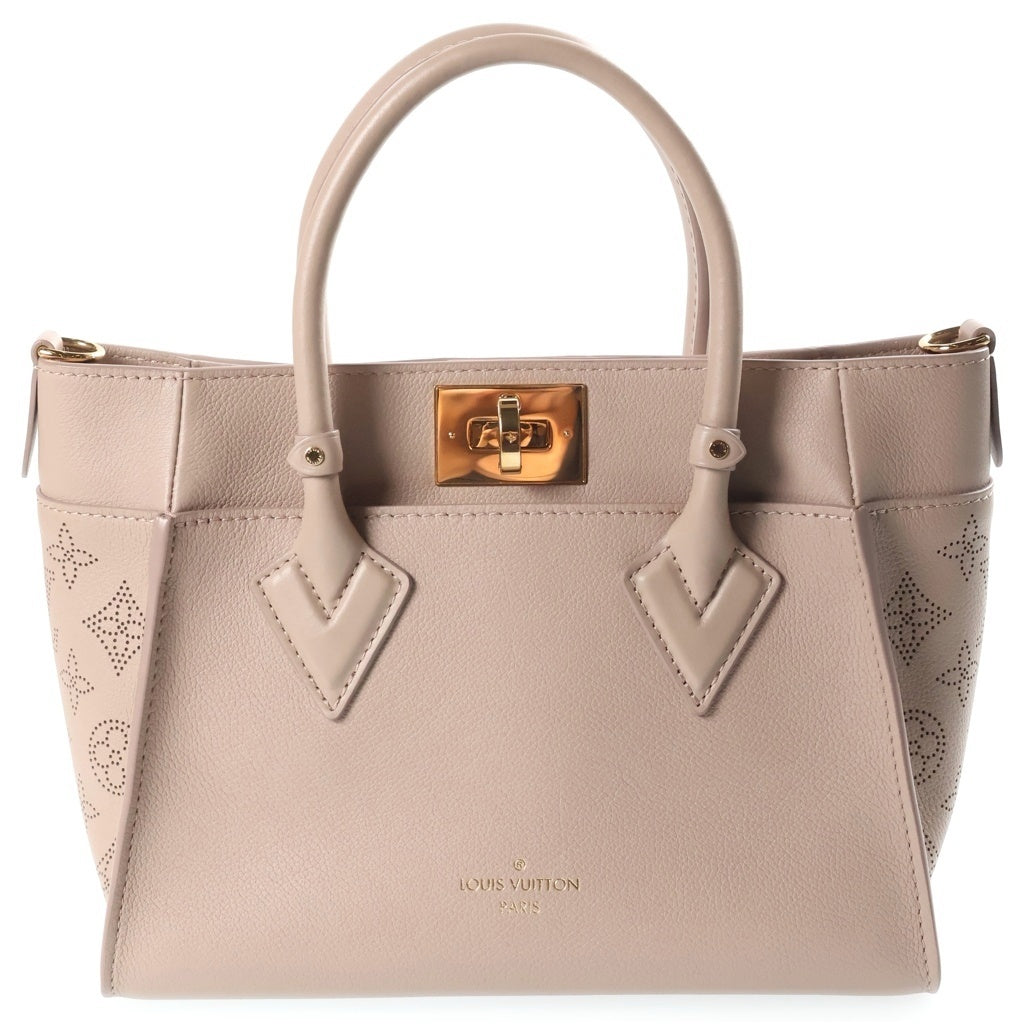 LOUIS VUITTON(ルイヴィトン) モノグラムマヒナ オンマイサイドPM 2WAYハンドバッグ ショルダーバッグ ベージュ レザー M20600 ゴールド金具 レディース