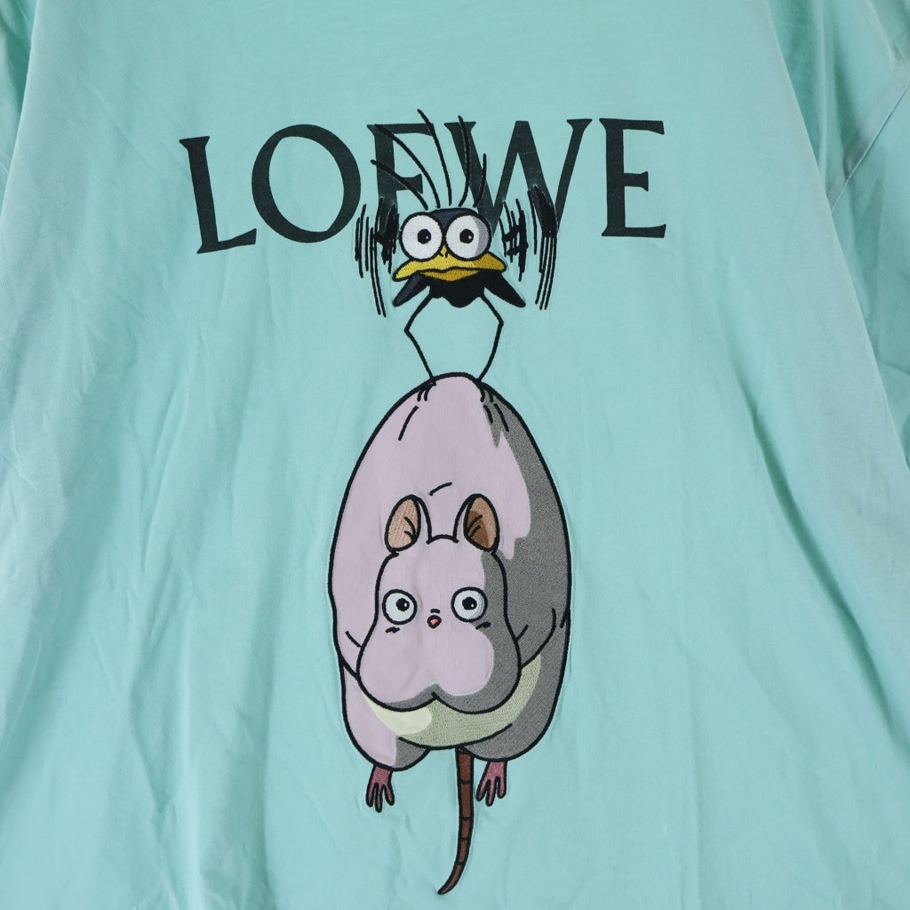 LOEWE(ロエベ) スタジオジブリ 千尋の神隠し 坊ネズミ 湯バード 半袖 Tシャツ カットソー コットン ライトグリーン S928Y22J08