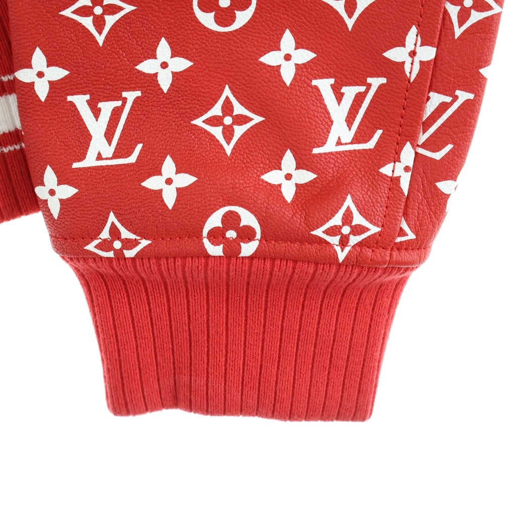 SUPREME(シュプリーム) 17AW ×LOUIS VUITTON ルイヴィトン モノグラム レザー ベースボール ジップアップジャケット ブルゾン レッド RM172 DOS HDL90E