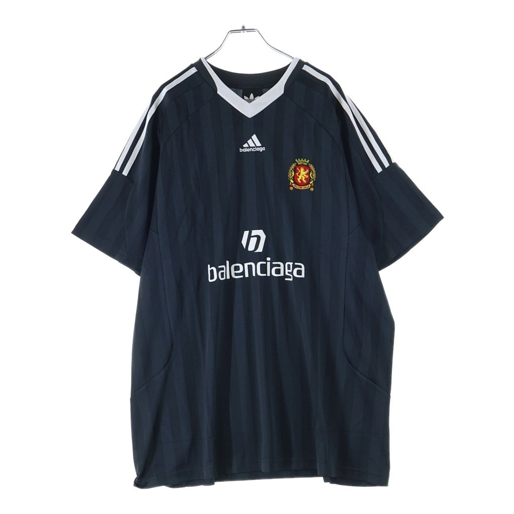 BALENCIAGA(バレンシアガ) adidas アディダス オーバーサイズ Tシャツ 半袖 サッカー Vネック ポリエステル 723663