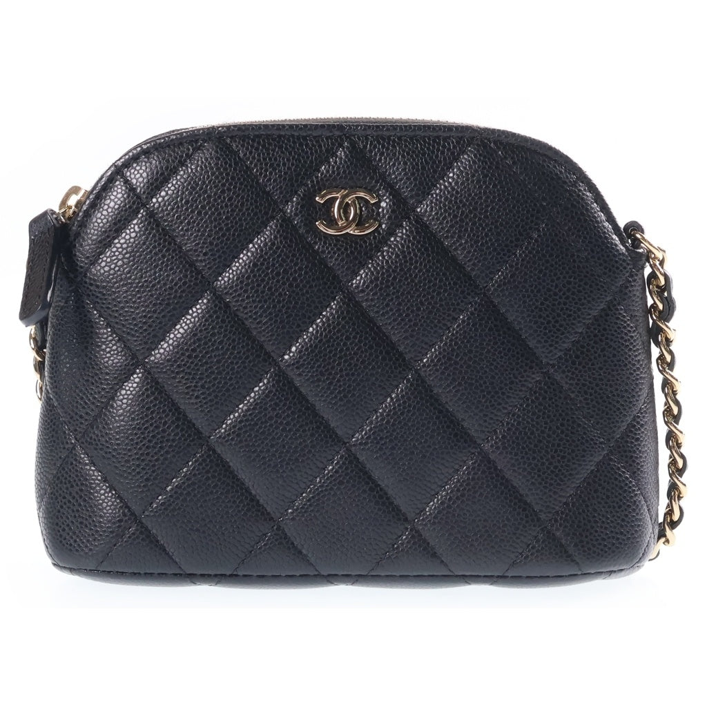 CHANEL(シャネル) タイムレスクラシック マトラッセ チェーンショルダーバッグ ブラック キャビアスキン ゴールド金具 AP4000 レディース