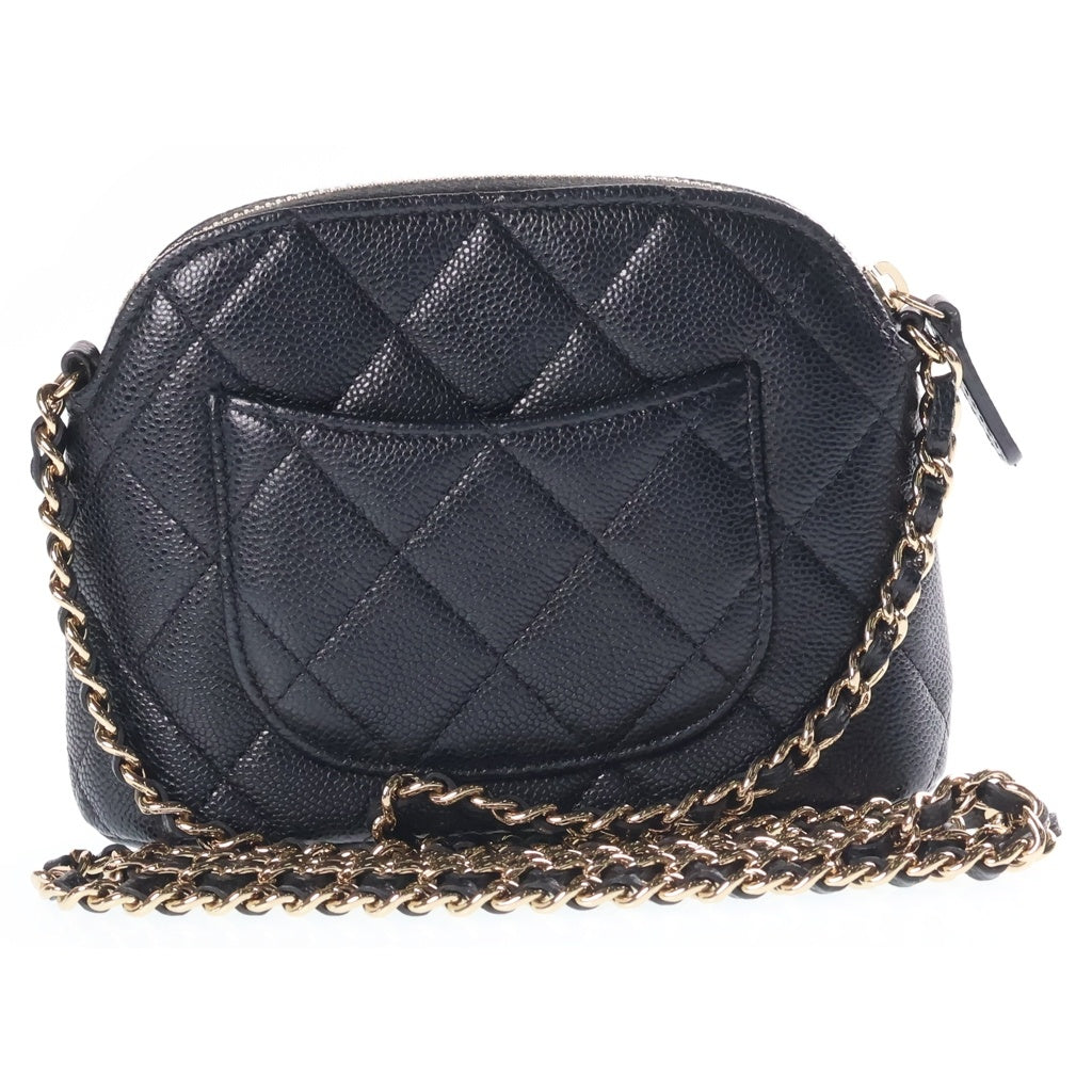 CHANEL(シャネル) タイムレスクラシック マトラッセ チェーンショルダーバッグ ブラック キャビアスキン ゴールド金具 AP4000 レディース