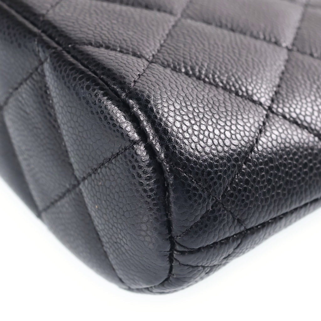 CHANEL(シャネル) タイムレスクラシック マトラッセ チェーンショルダーバッグ ブラック キャビアスキン ゴールド金具 AP4000 レディース