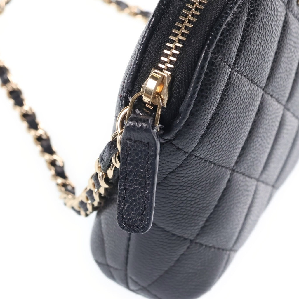 CHANEL(シャネル) タイムレスクラシック マトラッセ チェーンショルダーバッグ ブラック キャビアスキン ゴールド金具 AP4000 レディース