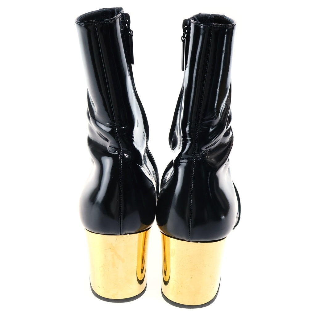 SAINT LAURENT PARIS(サンローランパリ) 23AW XIVzipブーツ レザーヒールブーツ ブラック×ゴールド