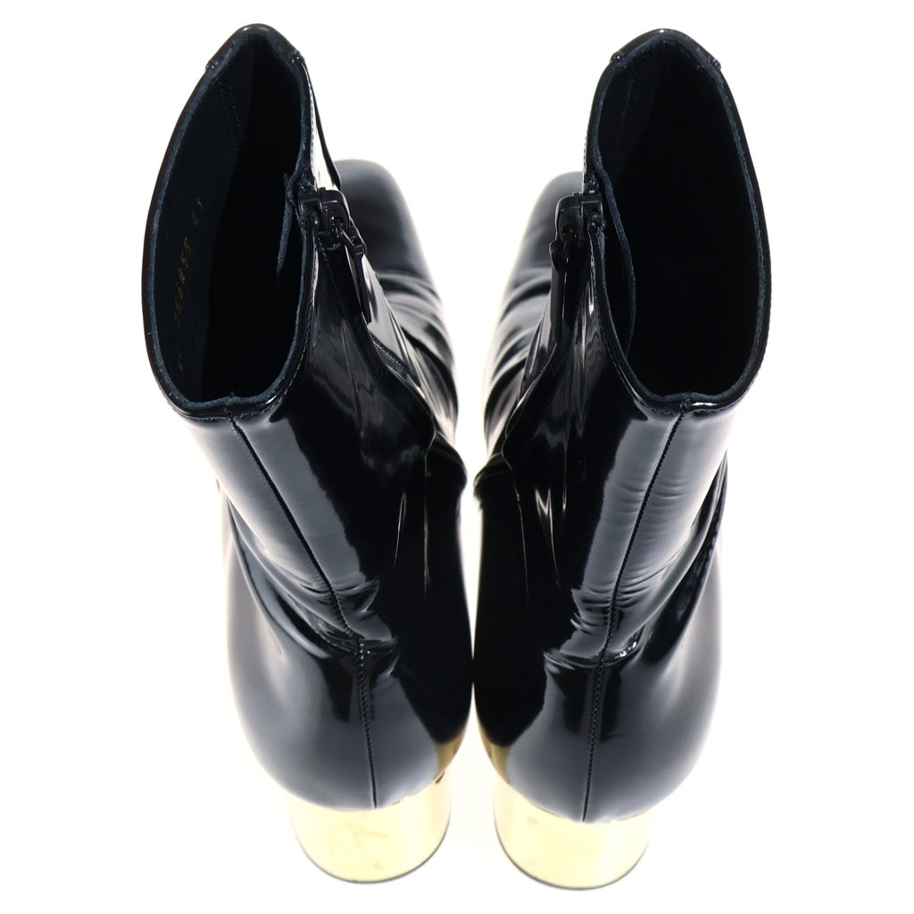 SAINT LAURENT PARIS(サンローランパリ) 23AW XIVzipブーツ レザーヒールブーツ ブラック×ゴールド