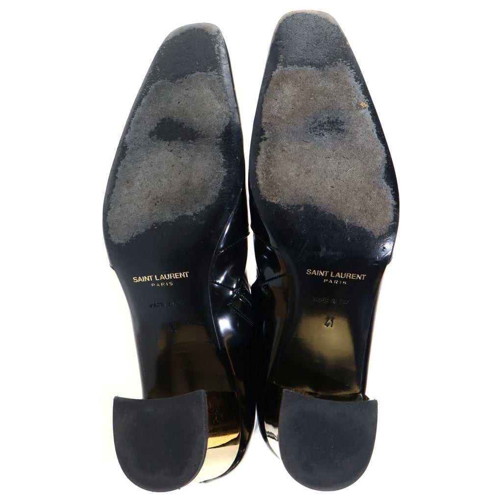 SAINT LAURENT PARIS(サンローランパリ) 23AW XIVzipブーツ レザーヒールブーツ ブラック×ゴールド