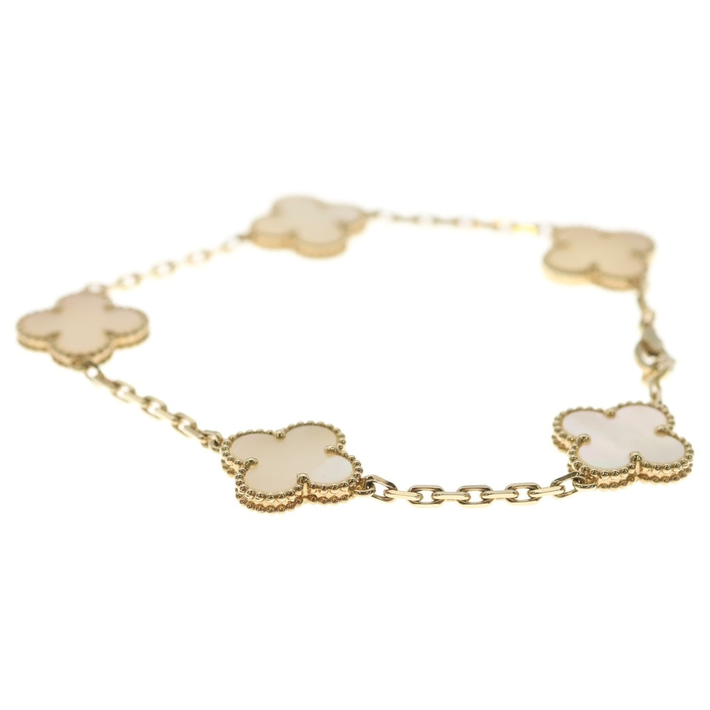 Van Cleef & Arpels(ヴァンクリーフアンドアーペル) ヴィンテージアルハンブラ 5モチーフ マザーオブパール ブレスレット イエローゴールド Au750YG VCARA41800 レディース