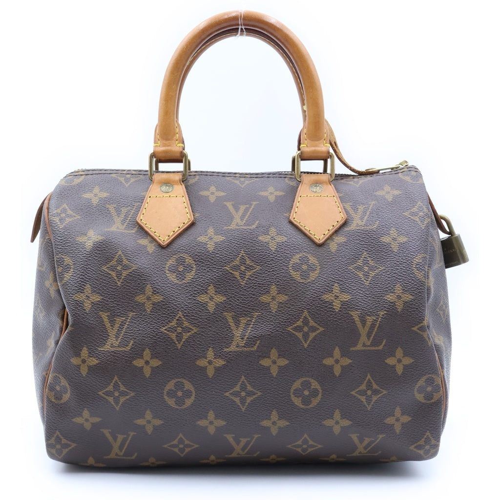 LOUIS VUITTON(ルイヴィトン) モノグラム スピーディ25 ハンドバッグ ブラウン レザー×PVC M41528 ゴールド金具 レディース