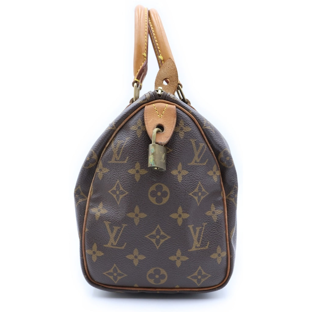 LOUIS VUITTON(ルイヴィトン) モノグラム スピーディ25 ハンドバッグ ブラウン レザー×PVC M41528 ゴールド金具 レディース