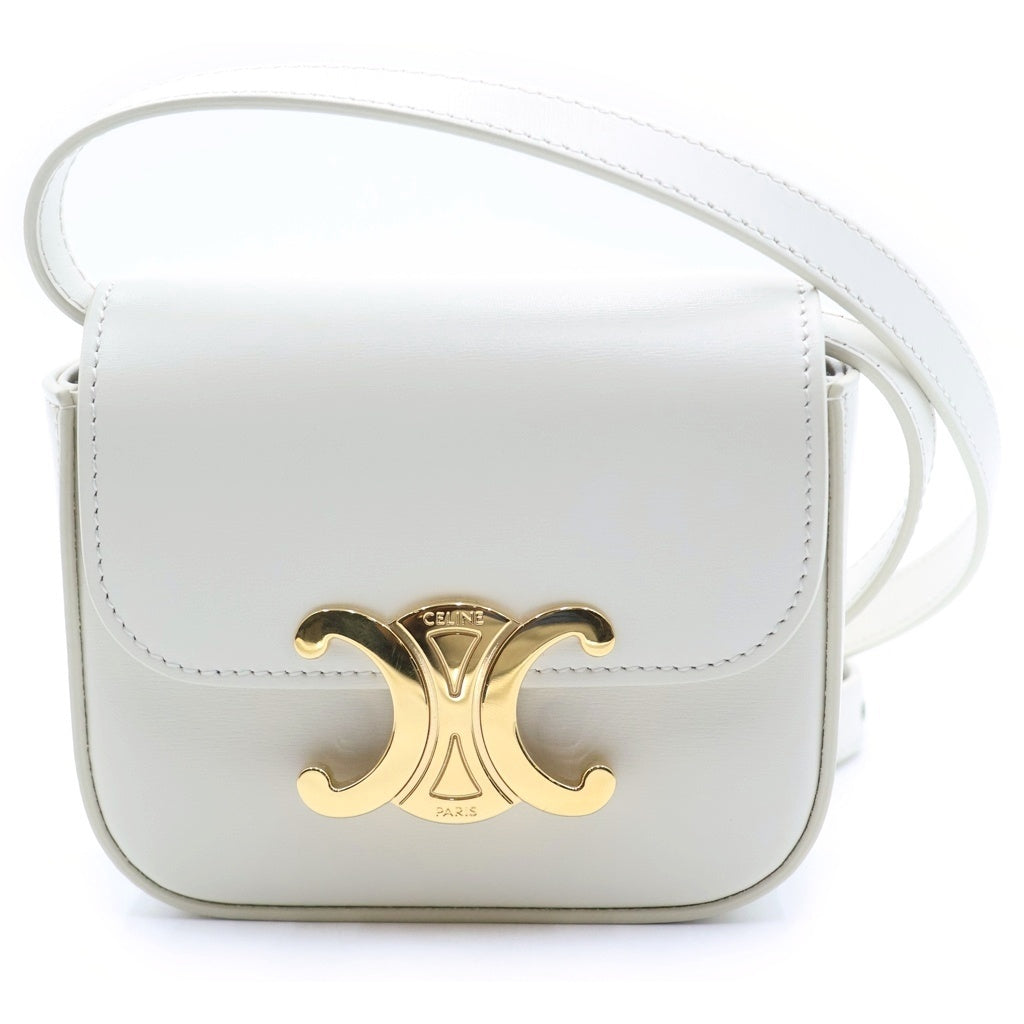 CELINE(セリーヌ) トリオンフ ミニクロード ショルダーバッグ ホワイト レザー レディース