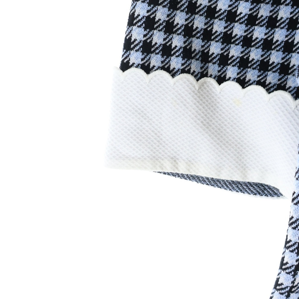 miumiu(ミュウミュウ) 21SS Short Sleeved Dress ギンガムチェック半袖ワンピース ドレス リボン ブラック/ブルー MJA814 1YQE レディース