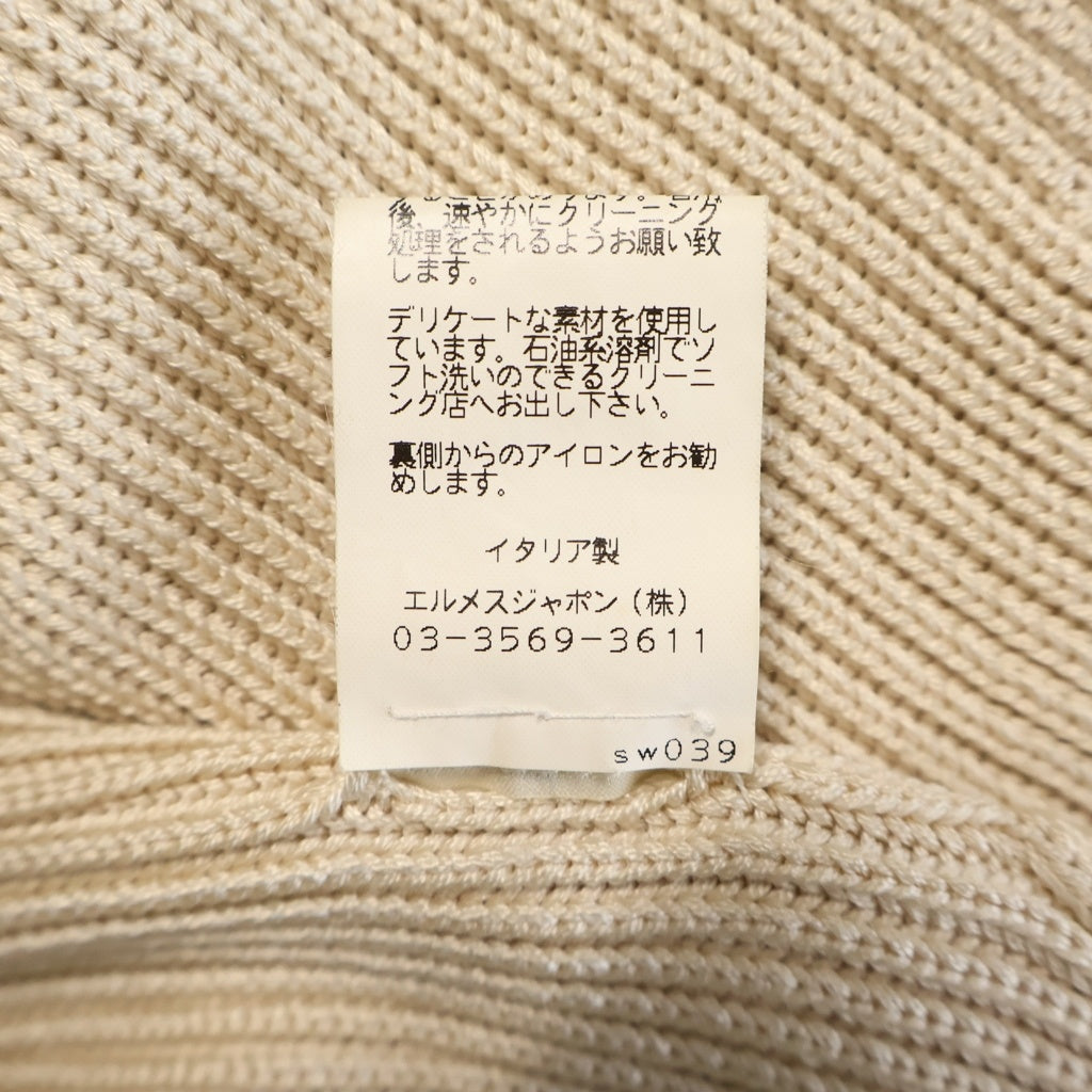 HERMES(エルメス) フロントポケットローゲージシルクニットカーディガン アイボリー レディース