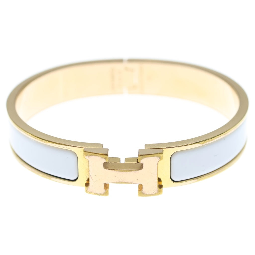 HERMES(エルメス) Hクリック バングル ブレスレット GP ゴールド×ホワイト レディース
