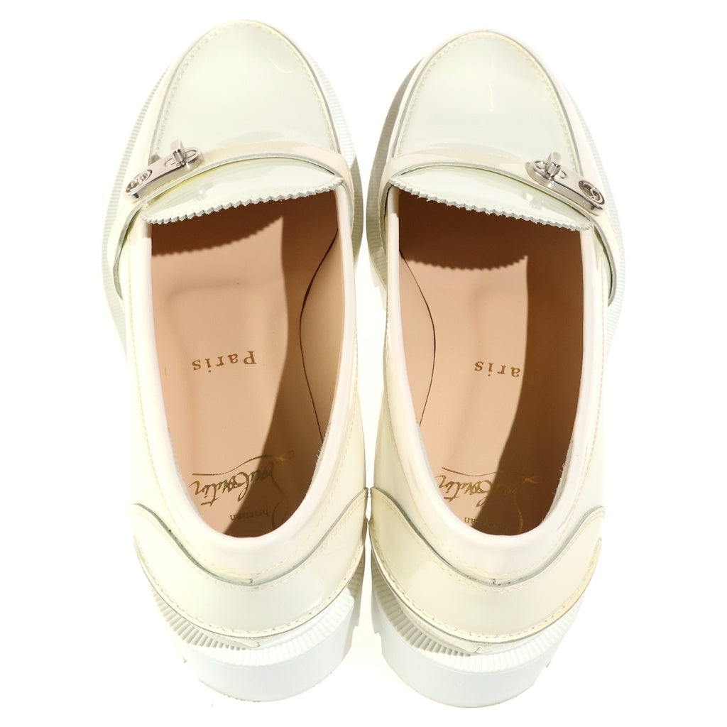 CHRISTIAN LOUBOUTIN(クリスチャンルブタン) LOCK WOODY FLAT PATENT ローファー ヒール ホワイト パテント レディース