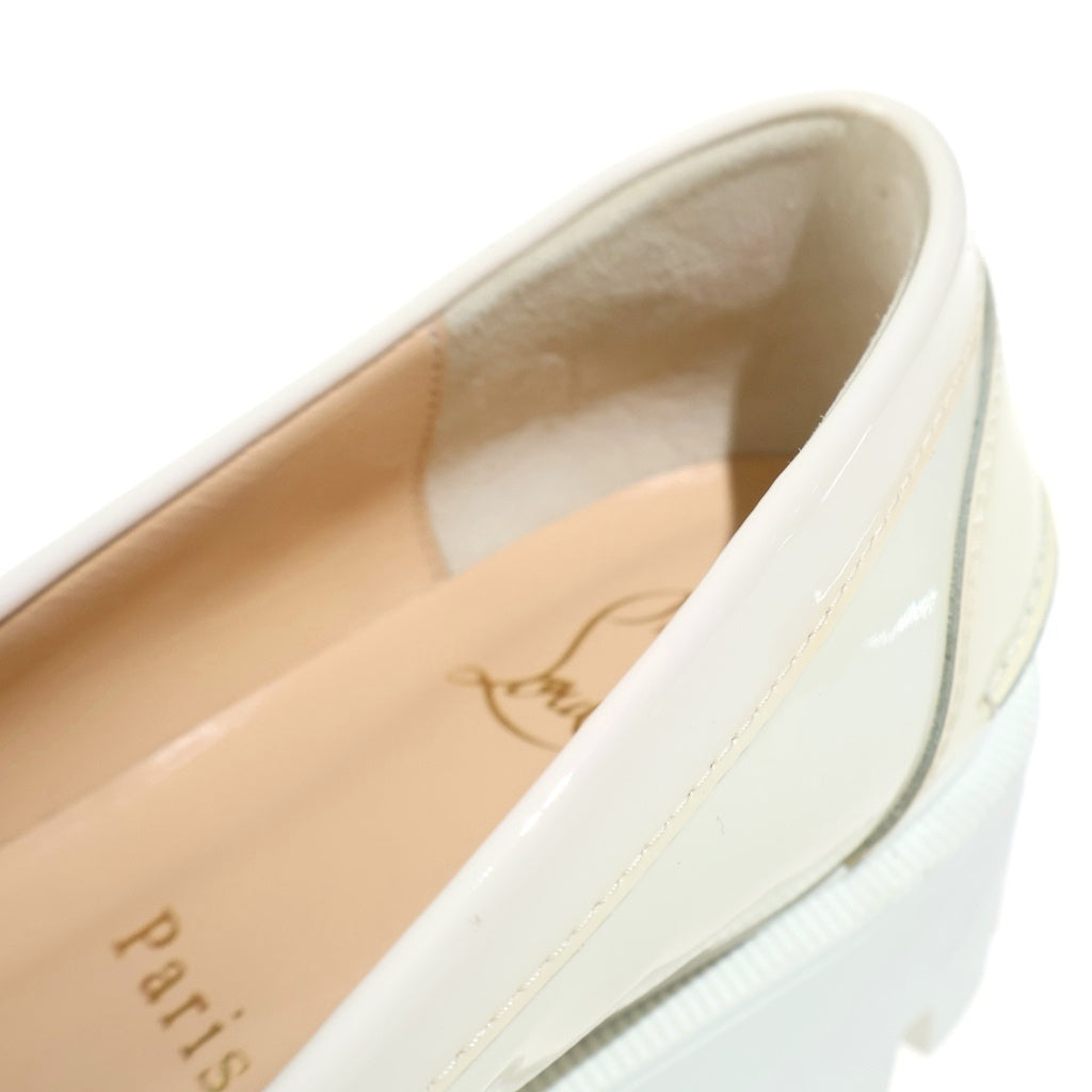 CHRISTIAN LOUBOUTIN(クリスチャンルブタン) LOCK WOODY FLAT PATENT ローファー ヒール ホワイト パテント レディース