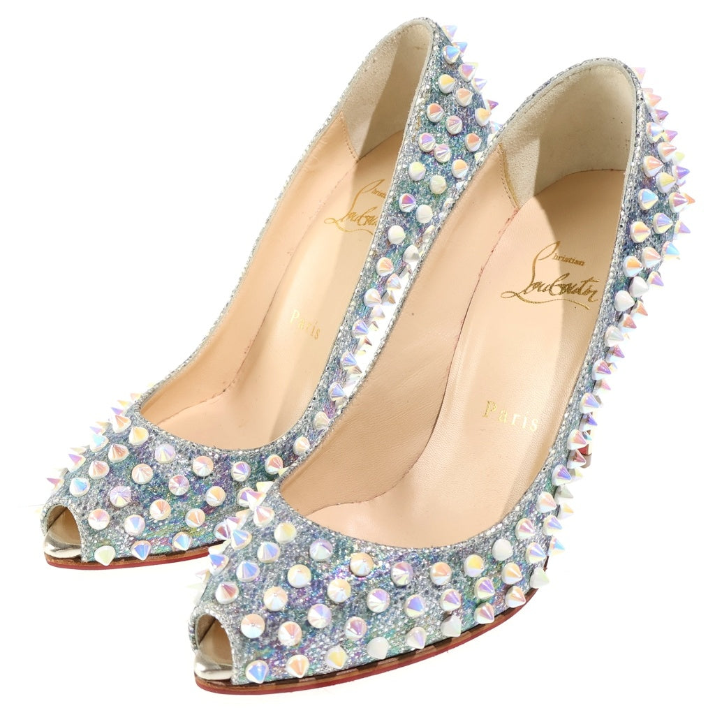 CHRISTIAN LOUBOUTIN(クリスチャンルブタン) スタッズ スパンコール ハイヒール オーロラ レザー レディース