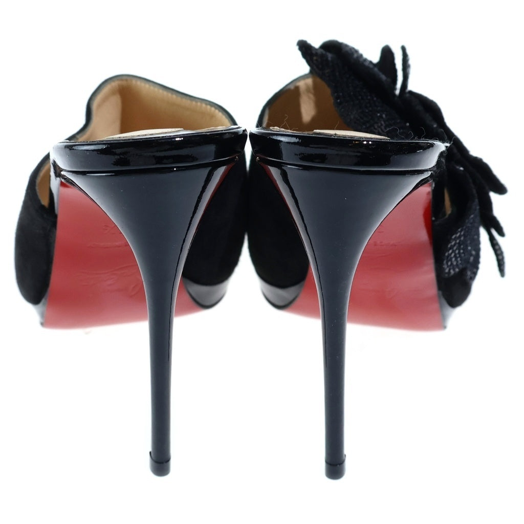 CHRISTIAN LOUBOUTIN(クリスチャンルブタン) フラワー ハイヒール ブラック スエード パンプス レディース