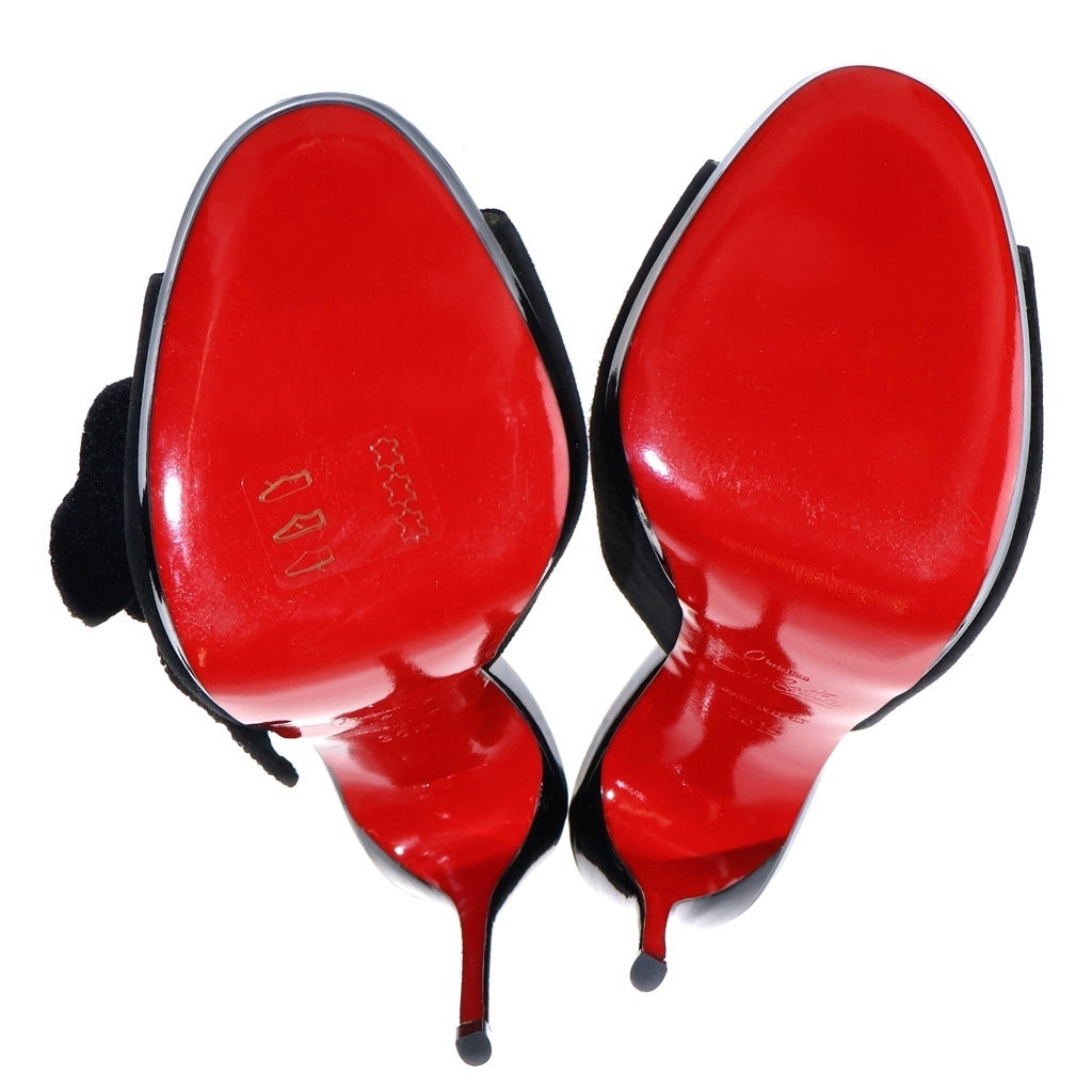 CHRISTIAN LOUBOUTIN(クリスチャンルブタン) フラワー ハイヒール ブラック スエード パンプス レディース