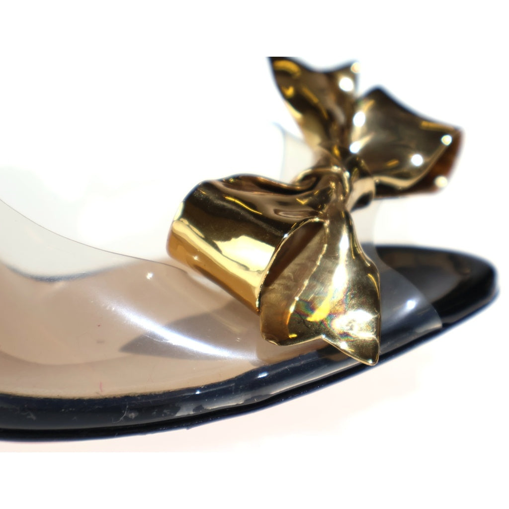 CHRISTIAN LOUBOUTIN(クリスチャンルブタン) ゴールドリボン ハイヒール ブラック/ゴールド パテント レディース