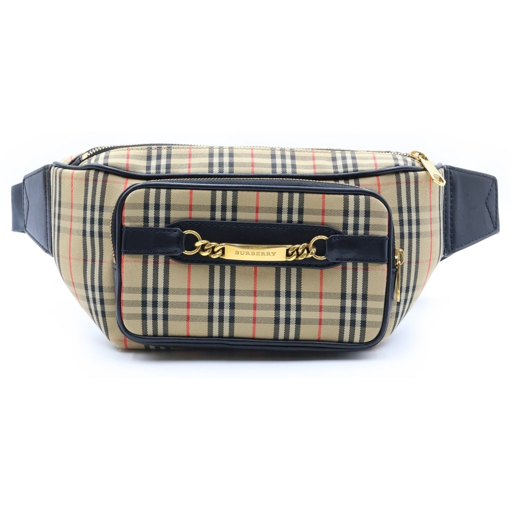 BURBERRY BLACK LABEL(バーバリー ブラックレーベル) ノバチェック 1983 チェックリンク レザー メッセンジャーバッグ ベージュ レディース