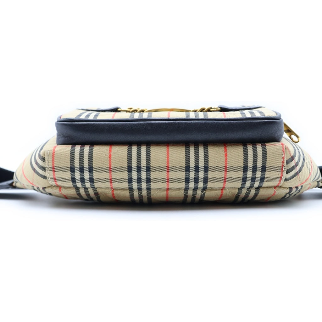 BURBERRY BLACK LABEL(バーバリー ブラックレーベル) ノバチェック 1983 チェックリンク レザー メッセンジャーバッグ ベージュ レディース