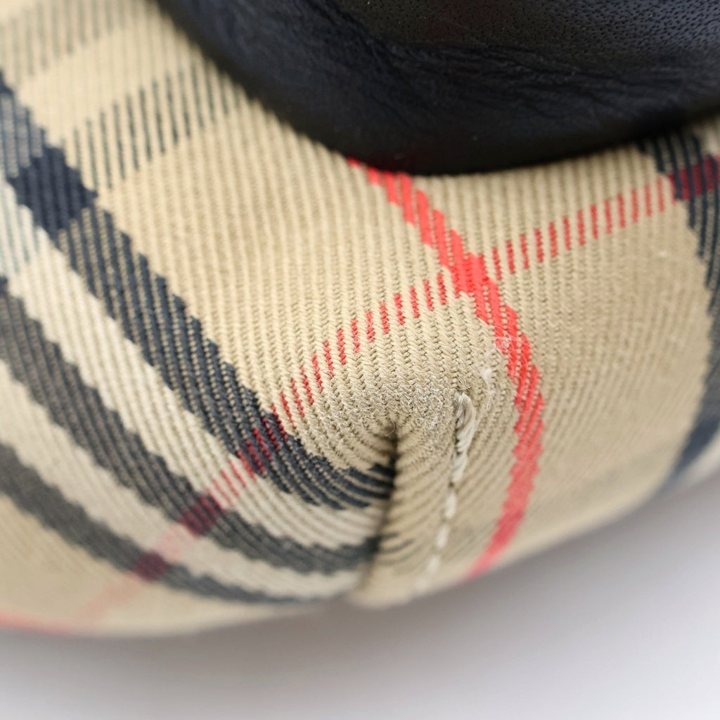 BURBERRY BLACK LABEL(バーバリー ブラックレーベル) ノバチェック 1983 チェックリンク レザー メッセンジャーバッグ ベージュ レディース