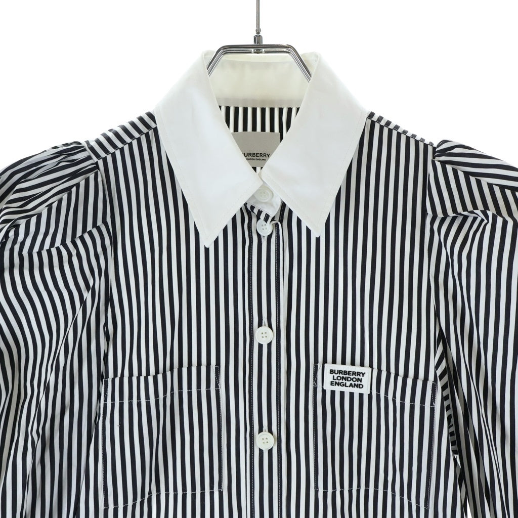 BURBERRY(バーバリー) 20SS コットンストライプ ドレスシャツ ブラック×ホワイト レディース 4564367