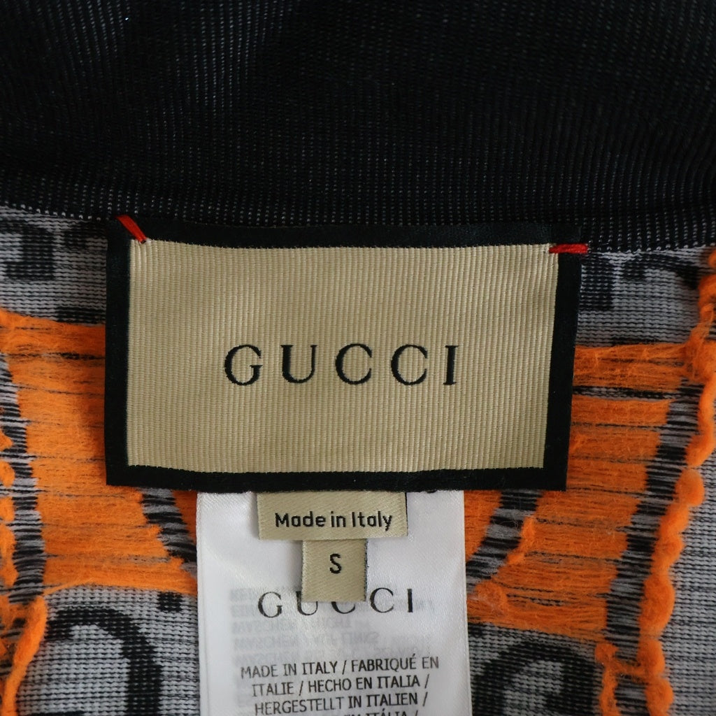 GUCCI(グッチ) GGジャガード クロップド ハーフジップ ジャケット ブラック×オレンジ レディース 689201 XJEFU