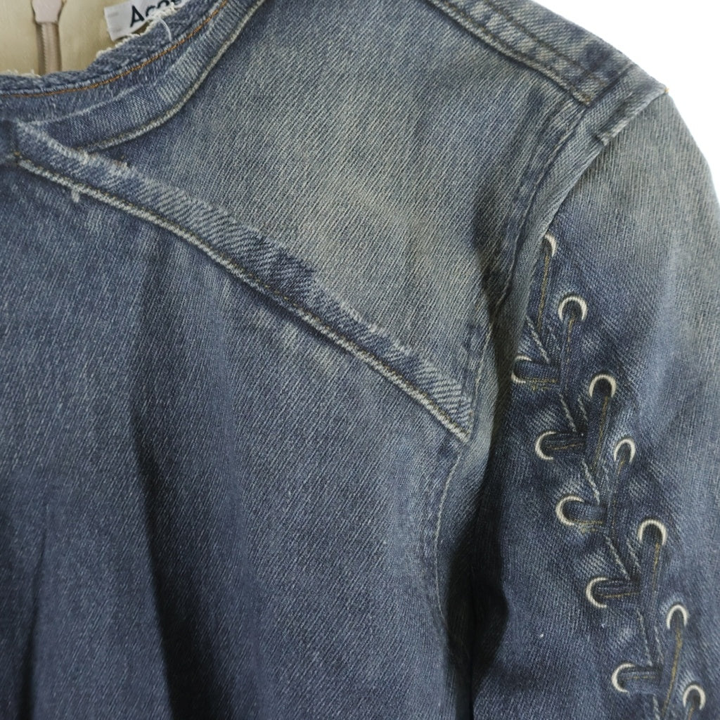 Acne Studios(アクネ ストゥディオズ) コットンブレンド デニム転写デザインミニドレス ブルー レディース FN-WN-DRES001124