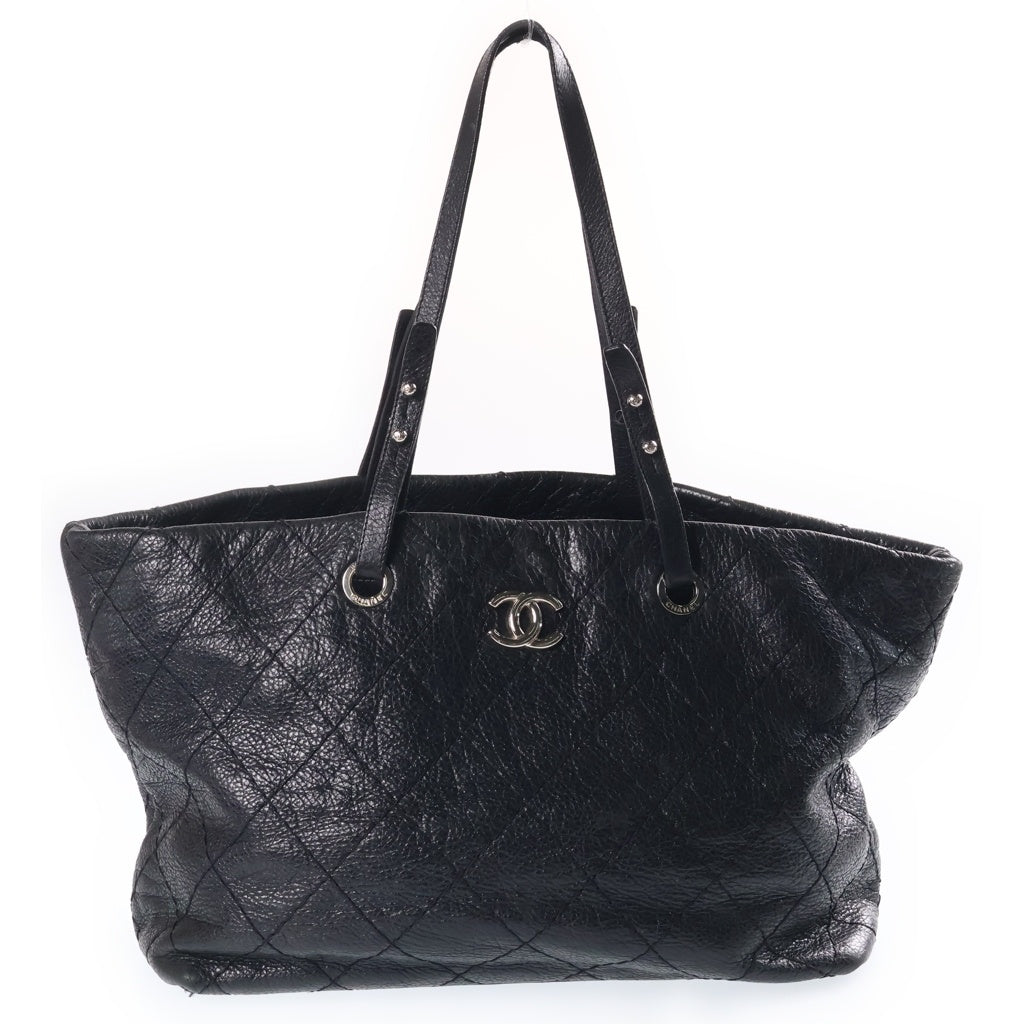 CHANEL(シャネル) チェーントートバッグ ブラック ラムスキン シルバー金具 13番台 レディース