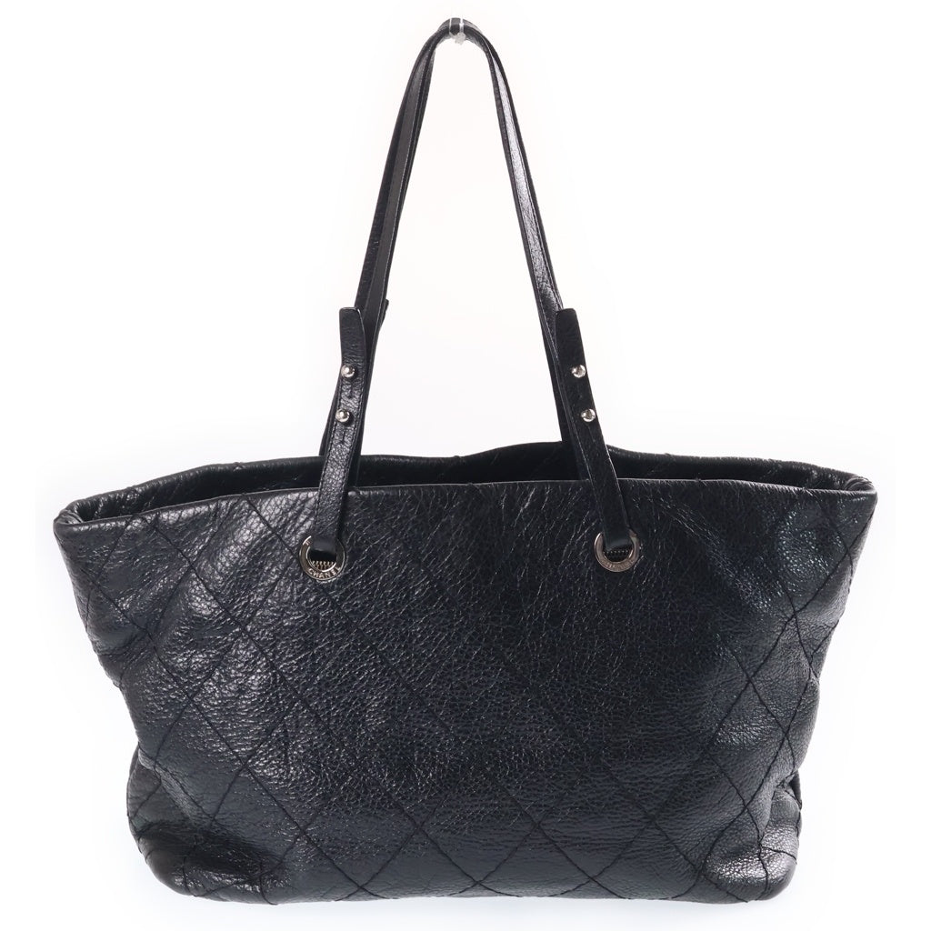 CHANEL(シャネル) チェーントートバッグ ブラック ラムスキン シルバー金具 13番台 レディース