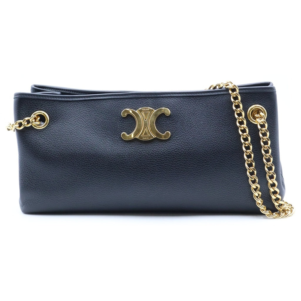 CELINE(セリーヌ) ニュースペーパー ミディアム チェーンショルダーバッグ ブラック レザー レディース