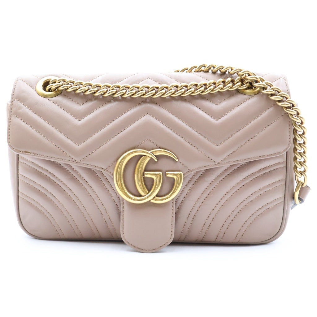 GUCCI(グッチ) GGマーモント ハートステッチ ショルダーバッグ ピンク レザー 443497