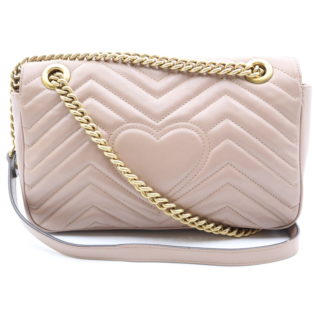 GUCCI(グッチ) GGマーモント ハートステッチ ショルダーバッグ ピンク レザー 443497