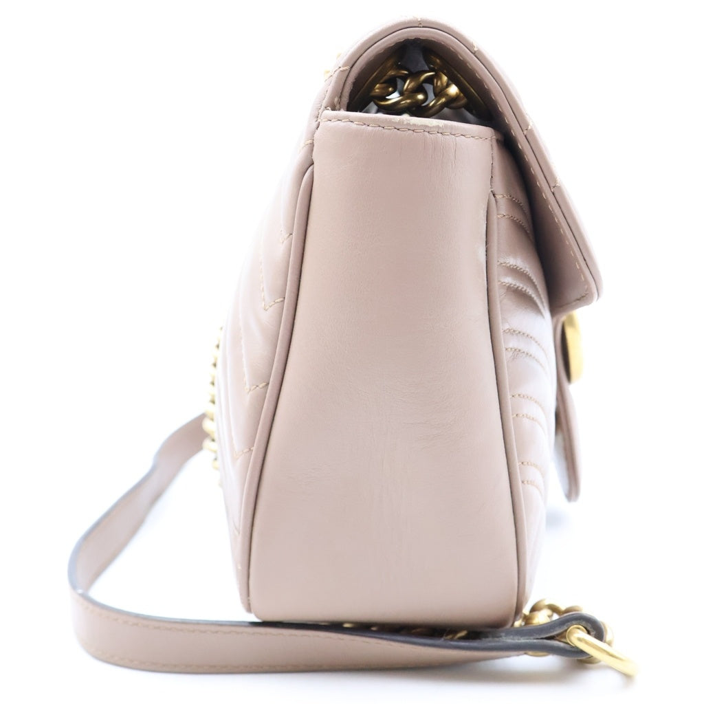 GUCCI(グッチ) GGマーモント ハートステッチ ショルダーバッグ ピンク レザー 443497