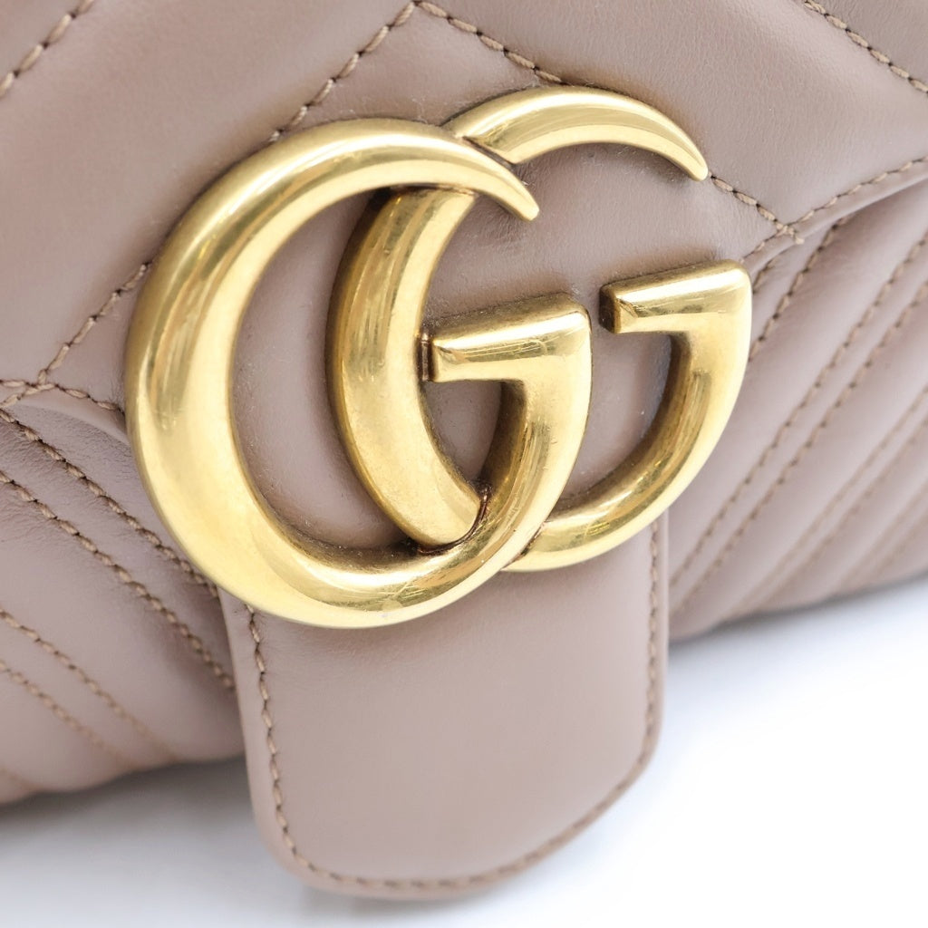 GUCCI(グッチ) GGマーモント ハートステッチ ショルダーバッグ ピンク レザー 443497