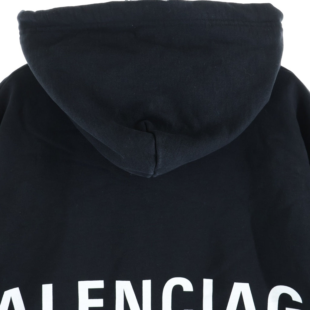 BALENCIAGA(バレンシアガ) バック ロゴ パーカー フーディ コットン ブラック
