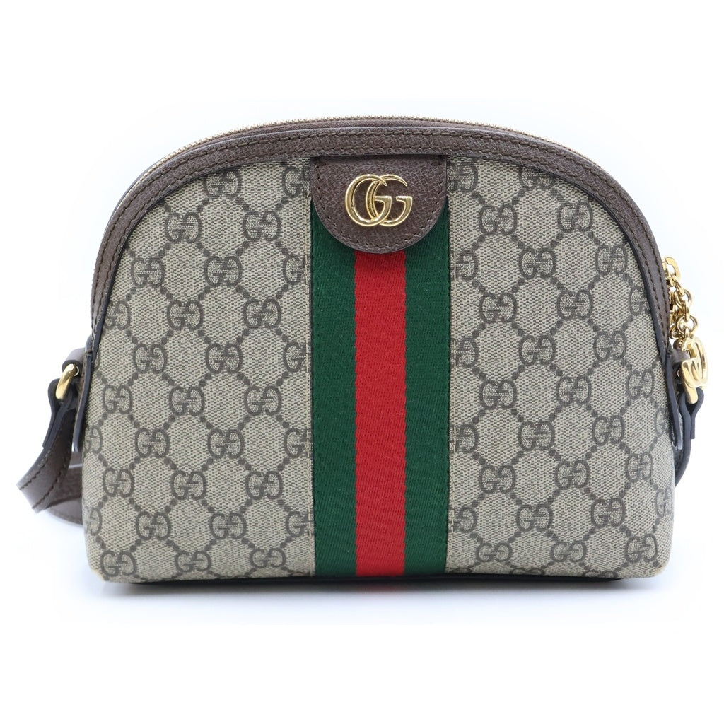 GUCCI(グッチ) GGスプリーム ショルダーバック ブラウン PVC×レザー 499621 ゴールド金具 レディース