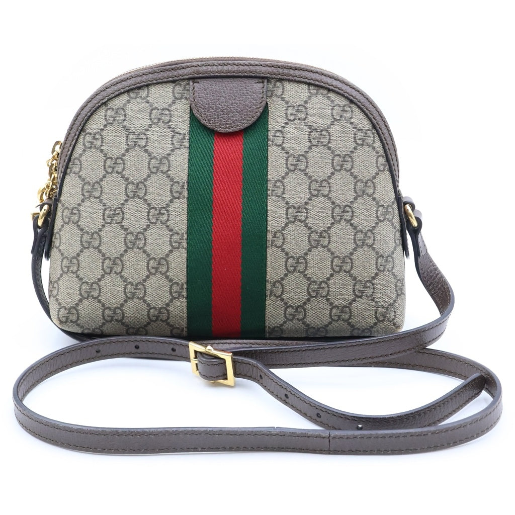GUCCI(グッチ) GGスプリーム ショルダーバック ブラウン PVC×レザー 499621 ゴールド金具 レディース