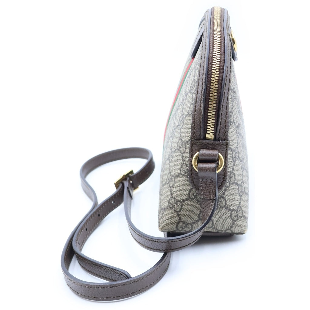 GUCCI(グッチ) GGスプリーム ショルダーバック ブラウン PVC×レザー 499621 ゴールド金具 レディース