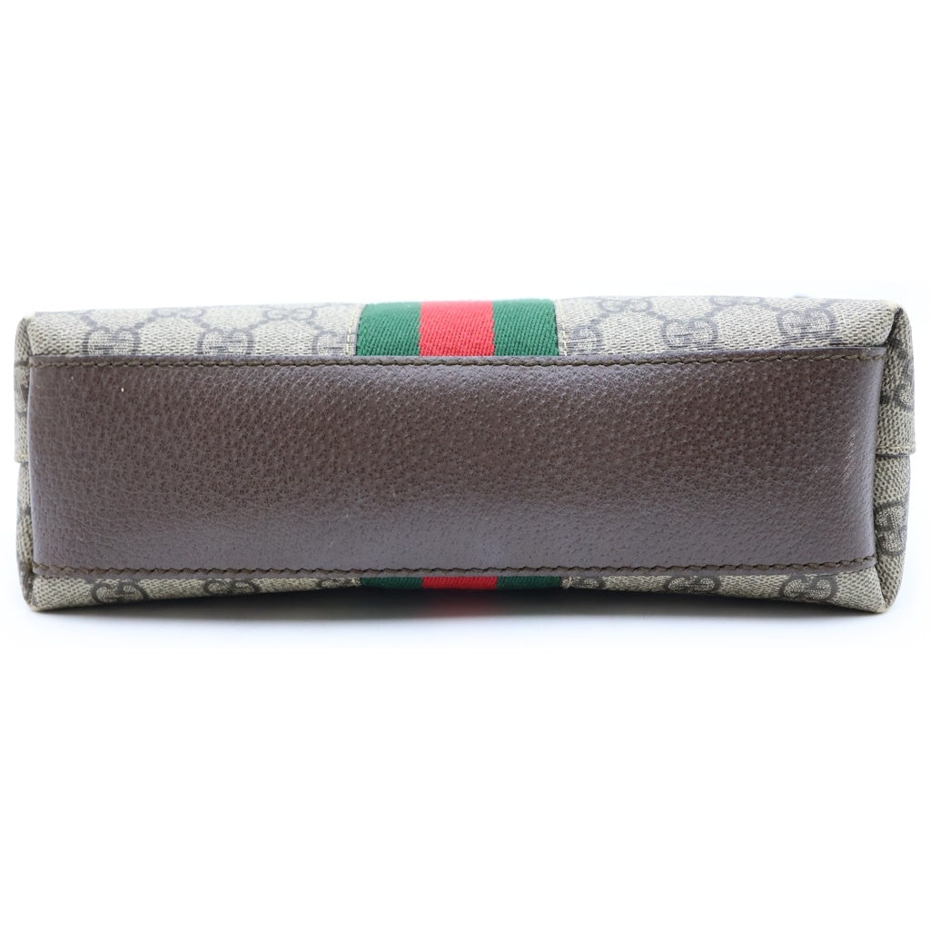 GUCCI(グッチ) GGスプリーム ショルダーバック ブラウン PVC×レザー 499621 ゴールド金具 レディース